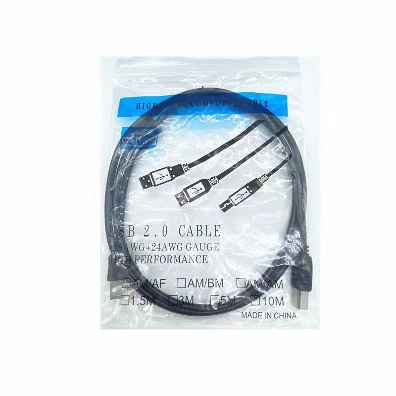 كابل بيانات طابعة USB2.0 مربع الفم من النحاس النقي الأسود 1.8م 5م A/B - Image 4